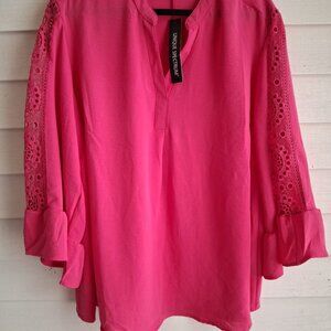 Unique Spectrum Ladies Top Size 2X hot pink / Rosa Mexicano (Color)